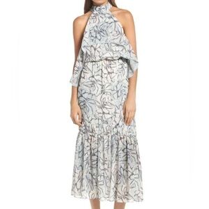 Foxiedox Amina Pompom Halter Tea Length Dress Sz. Small NWT